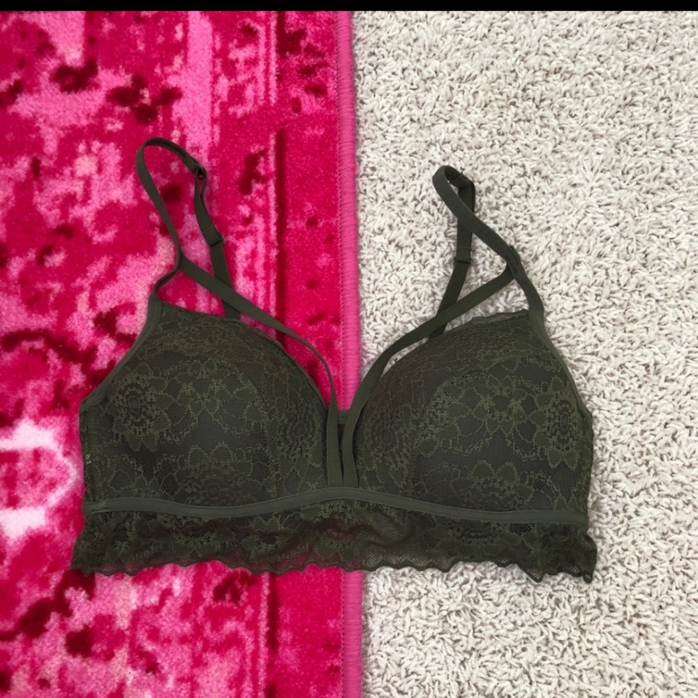 PINK green lacy strappy bralette